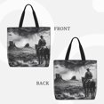 thumbnail image 2 of Rateoe 60s Black White Western Cowboy Print Lightweight Tote Bag for Women, Water-Resistant Shoulder Bag with Zipper, Spacious Casual Handbag for Work, School, Shopping, 2 of 7