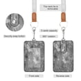 thumbnail image 2 of PU Leather Badge Holder ID Badge Holder with Lanyard for Cards & Credentials Silver Metal Flower Pattern, 2 of 6