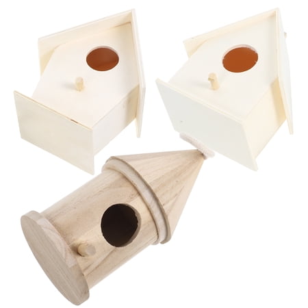 Niceauty Garden Decoration Wooden Birdhouse Wood 3Pcs