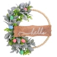 thumbnail image 2 of Decoraciones de Pascua, adornos de Pascua, regalos de Pascua, primavera, verano, letrero de madera de Pascua, corona de hojas con orejas de conejo, flores artificiales de Pascua, decoración colgante p, 2 of 6