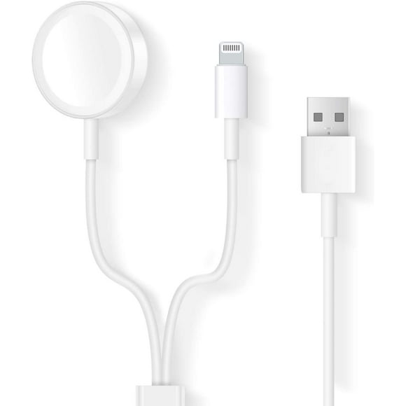 2 in 1 Wireless Magnetic Charger Cable for Apple Watch iWatch Series 1 2 3 4 5 6 and iPhone iPad, White