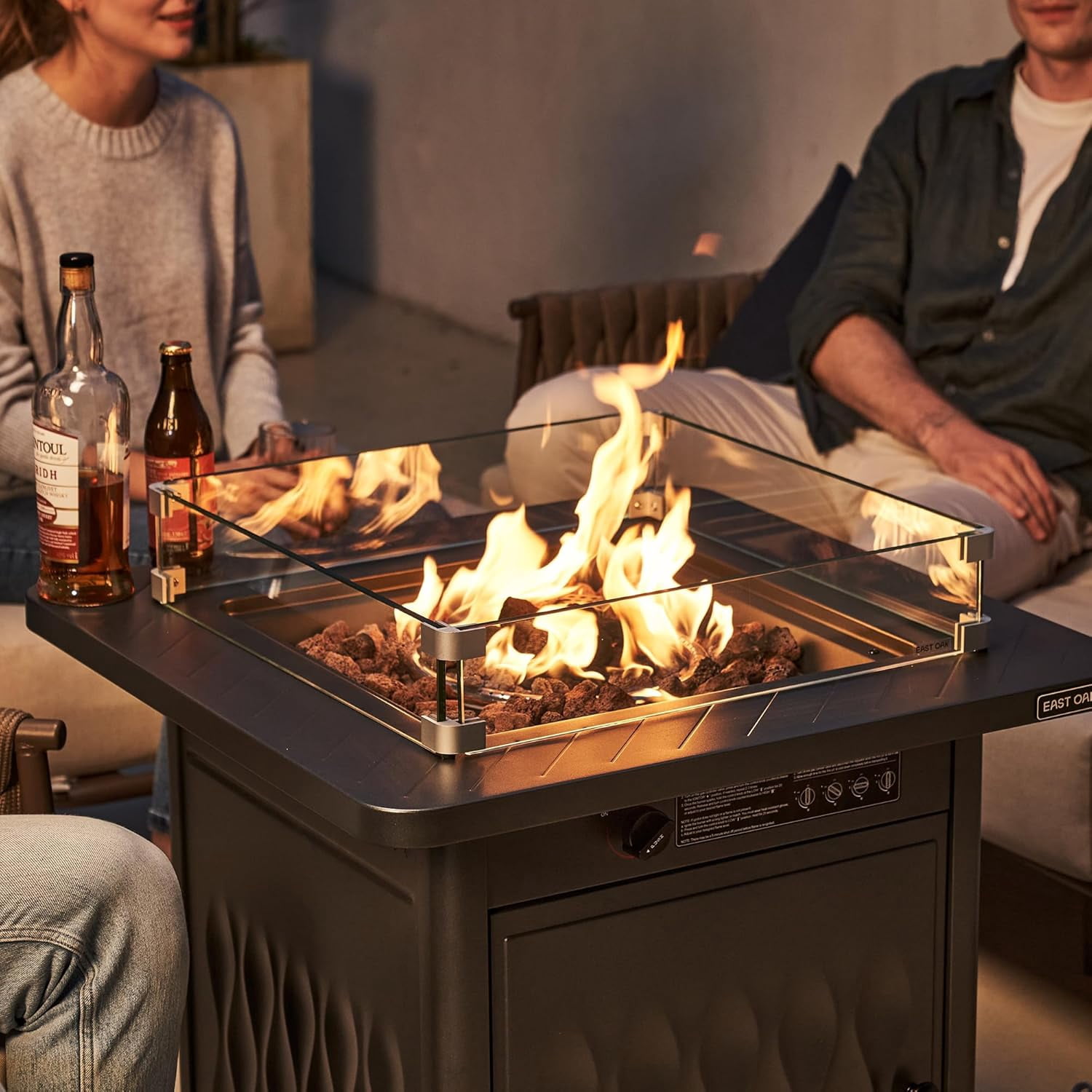 EAST OAK Tempered Glass Wind Guard for 28" & 32" Propane Fire Pit Table