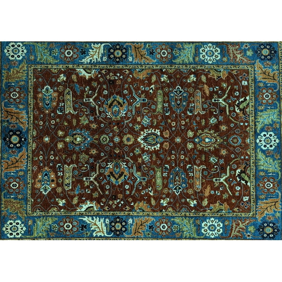 Ahgly Company Indoor Rectangle Abstract Light Blue Modern Area Rugs, 5' x 8'