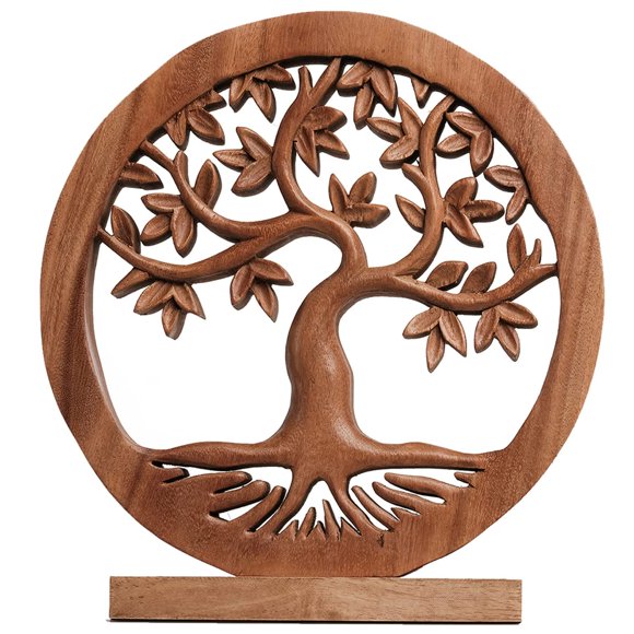 Home Decor Tree of Life Solid Wood Handmade Sculpture for Coffee Console Table Top Shelf in Modern Living Room Bedroom Kitchen Office Farmhouse Mantel Fireplace Foyer Decorations