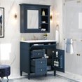 thumbnail image 2 of 30'' Bathroom Sink Vanity with Matching Mirror Medicine Cabinet Combo, Modern Undermount Bathroom Sink Cabinet, Freestanding Vanity Set with Mirror Cabinet, Blue, 2 of 7
