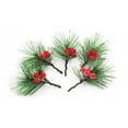 thumbnail image 6 of GadgetVLot 12Pcs Christmas Wreath Decoration Simulation Pvc Pine Needles Diy Mini Needles Pine Red Berry Accessories, 6 of 12