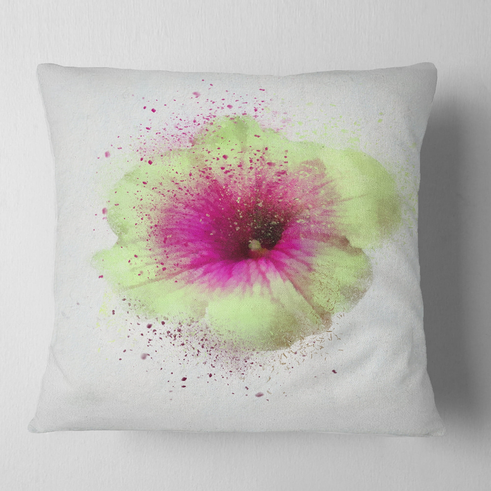 Designart Colorful Gentiana Alpina Watercolor - Floral Throw Pillow - 18x18