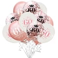 thumbnail image 2 of Globos decorativos de rosa rosa para cumpleaños número 60, pancarta de feliz cumpleaños, guirnalda de oropel, confeti para decoración de fiesta de cumpleaños número 60 para adultos, 2 of 5