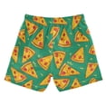 thumbnail image 2 of Pizza Green Pattern Swim Trunks Quick Dry Beach Pool Board Shorts Lightweight Stylish Print Sizes 2T to XL, 2 of 8