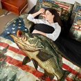 thumbnail image 5 of Homewish Hunting Pike Fish Bedding Comforter Set 7 Pieces for Adult, Rustic Farmhouse Full Bedding Set, Western US Flag Reversible Fitted Sheet Flat Sheet, Ultra Soft Bedroom Decor, 5 of 8