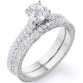 thumbnail image 1 of JeenMata Conjunto Nupcial de Moissanita de Corte Redondo de 1,5 Quilates - Conjunto Nupcial - Anillo de Filigrana - Anillo de Racimo - Oro Blanco de 18 K sobre Plata, 1 of 5
