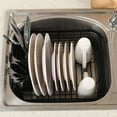 thumbnail image 3 of EasyPAG Kitchen Dish Drainer Rack with Drying Board and Full-Mesh Silverware Utensils Holder, Black, 3 of 7