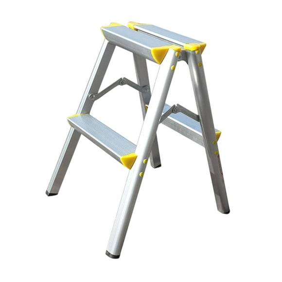 Escalera plegable antideslizante de espiga, taburete de 2 peldaños para almacenes, cocinas, adultos, jardines y garajes.