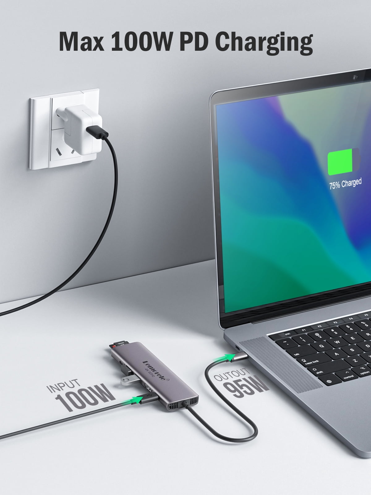 Lemorele 7-in-1 USB-C Docking Station with 4k HDMI, 100w PD Fast Charging, SD/TF Card Slot, USB 3.0 5Gpbs, Type-C 3.0, USB C Dongle for Hp/Lenovo/Asus/Dell