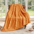 thumbnail image 2 of SoComfy by Bedelite Orange 3D Checkered Fleece Throws, 60"x50", 2 of 8