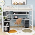thumbnail image 2 of EUROCO Metal Full Size Loft Bed with Desk, Shelf and Cabinet, Functional Storage Bed for Kids Teens Bedroom, White, 2 of 14