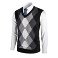 thumbnail image 2 of Mens Jacket Sweater Fashion Knitted Vest V Neck Color Blocked Mens Warm Jackets,Black,2XL, 2 of 4
