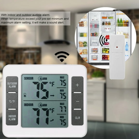 Pristin Freezer Thermometer,Thermometer With ThermometerThermometer With Alarm IndoorMin/max Temperature Zdhf Rookin Tempeure Qahm Wireless Ble Alarm HuiopWith Min/max