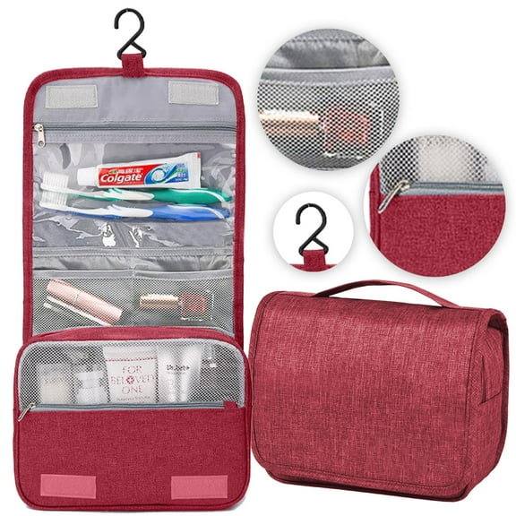 Gift Bag for Makeup-Waterproof Hanging Travel Cosmetic Bag Red