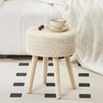 thumbnail image 2 of IVV 13" Round Hand-woven Ottoman, Modern Boho Pouf Ottoman Footrest Stool with Solid Wood Legs and Anti-Slip Footpads, Hand Weave Hyacinth Side Table for Living Room Bedroom Balcony Patio (Natural), 2 of 8
