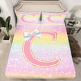 thumbnail image 2 of Homewish Initial C Letter Queen Sheet Sets for Girls, Dreamy Galaxy Stars Rainbow Flat Sheet, Cute Princess Style Queen Fitted Sheet, Ultra Soft Bedroom Decor, 4-Piece, 2 of 7