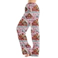 thumbnail image 2 of Lumtrix Christmas Pajamas For Women Funny Gingerbread House Graphci Pajamas Bottoms Cute Lounge Elastic Waist Palazzo Pants Fall Pajamas Light pink 3XL, 2 of 6