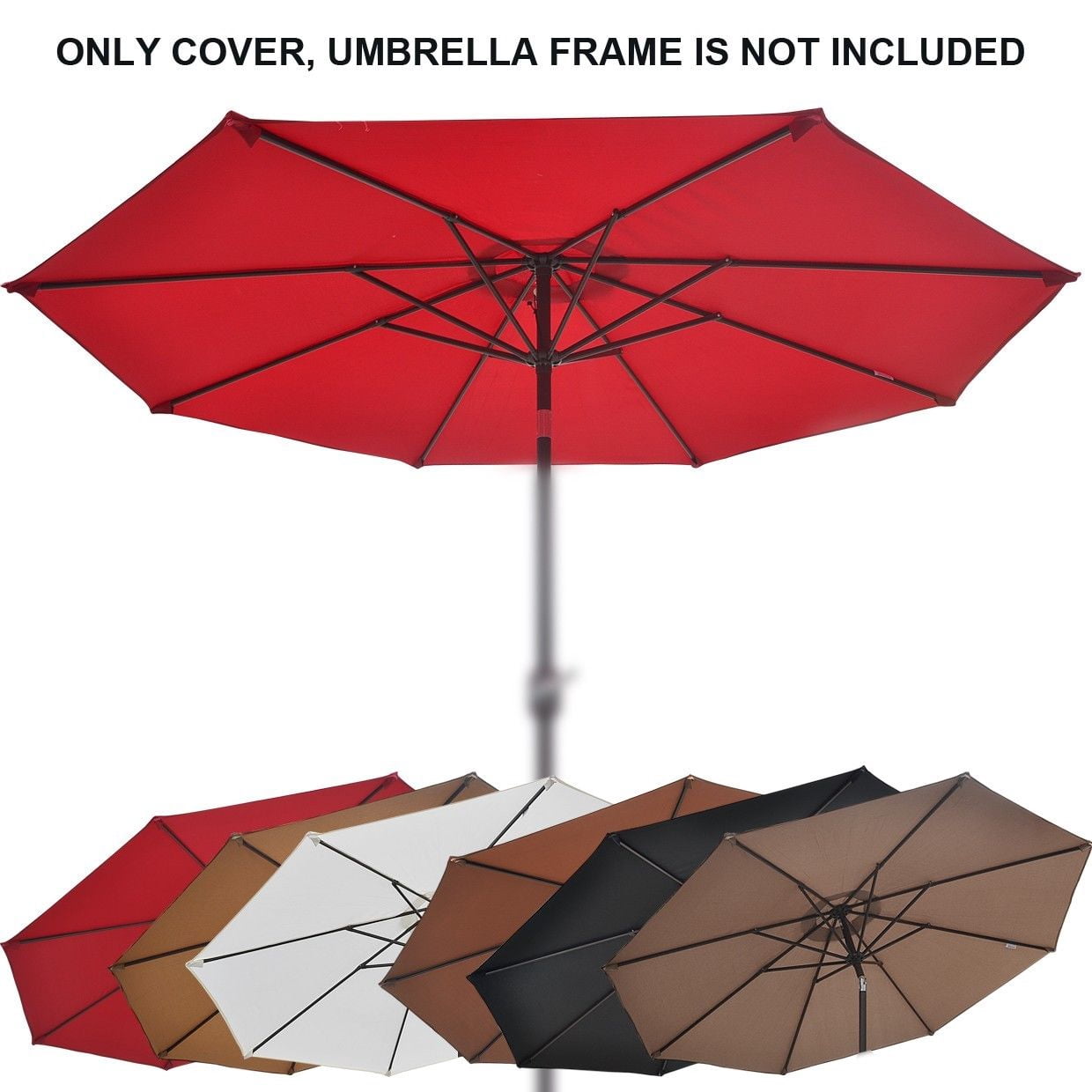 Sunrise Umbrella 8 Rib Taupe Patio Umbrella Canopy, UV Protective and Polyester