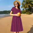 thumbnail image 4 of Lsque Robe Décontractée pour Femmes à Imprimé Petites Étoiles T-Shirt Été Manches Courtes Col Rond Robes Évasées, 4 of 6