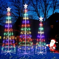 3-Pack Four-Color Electric Conical Tree Lights (No Remote Control) - Christmas Decorations for Lawns, Porches, Indoor and Outdoor Holiday Decorations (4FT/5FT/6FT)