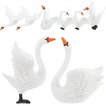 WORGEOUS  8 Pcs Miniature Swan Ornaments Statue Large Bonsai Figurines Ducks Lovers White