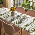 thumbnail image 3 of Green Pink Weeping Eucalyptus Table Cloths for 8 Foot Rectangle Tables, Spring Summer Farmhouse Leaves Patio Waterproof Elastic Fitted Tablecloths, Washable Rectangular Table Cover for Camping, 3 of 8