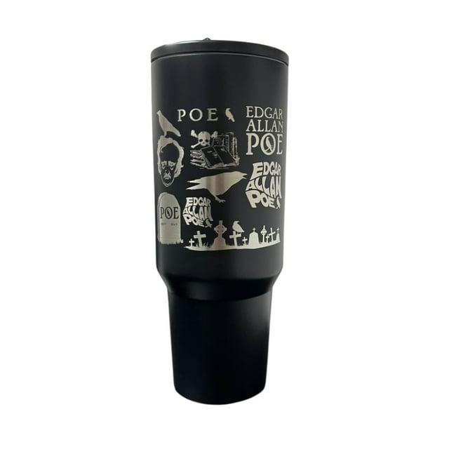 Termo de acero inoxidable color negro de 1.2 litros, Edgar Allan Poe