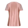 thumbnail image 6 of Women's V Neck Short Sleeve Top Shirts Blouses Solid Color Mesh Rhinestone Hollow Out Casual Daily Wear Party Night Out Fashion Essential Gift for Women | CSEONE,Pink XL, 6 of 9