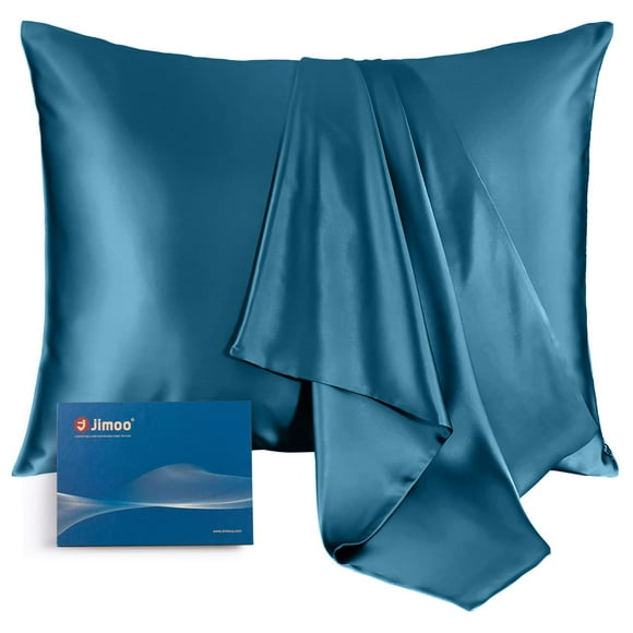 Natural Silk Pillowcase for Hair and Skin with Hidden Zipper, 22 Momme, 600 Thread count 100% Mulberry Silk Pillowcase, Soft Smooth Both Sided Silk Pillow cover(Fog Blue, Standard 20A26,1pc)
