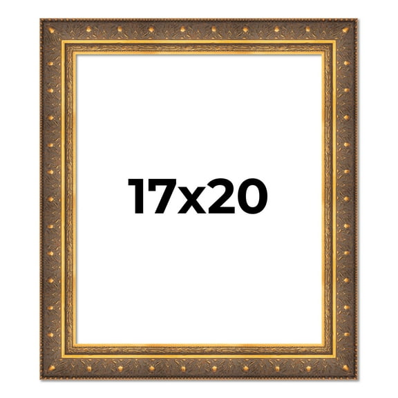17x20 Frame Vintage Gold Solid Wood Picture Frame | 2.5 Inch Moulding Width | Ornate Bronze Museo