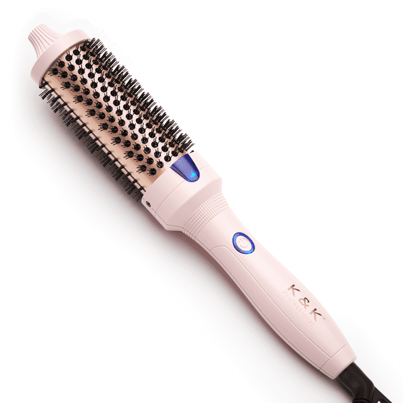 K&K 1.5 Inch Heated Curling Brush Ceramic Tourmaline Ionic Curling Iron Volumizing Hot Brush Create Root Volume & Loose Curls, Volume Curls Ceramic Tourmaline Ionic Round Brush Volumizer