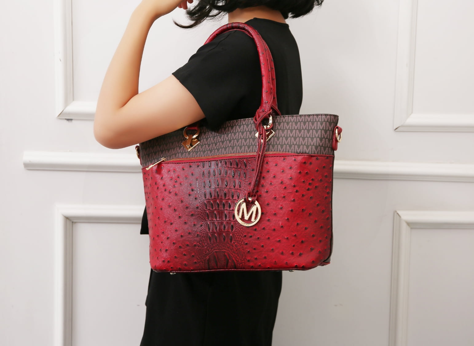 MKF Collection Grace Women's tote Bag, Croco Vegan Leather Shoulder Bag Handbag Purse by Mia K