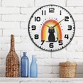 thumbnail image 3 of Yayeee Wall Clock for Living Room 11.9 inch Battery Operated Round with Holder, Black Cat Rainbow, 3 of 7