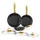 thumbnail image 1 of Set De Cocina De Antiadherente 6 pz Belug, Negros con Dorado, 1 of 5