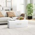 thumbnail image 2 of Giantex Folding Storage Ottoman, Upholstered PU Leather Bench, Collapsible Foot Rest Stool Storage Chest, White, 2 of 9