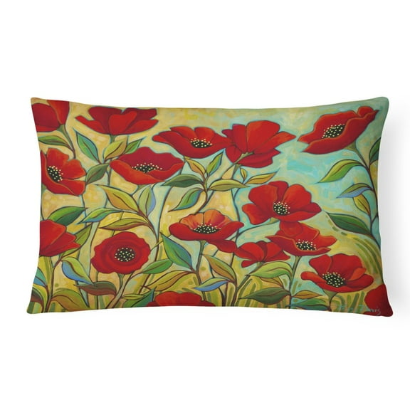 Carolines Treasures PPD3020PW1216 Poppy Garden Flowers Canvas Fabric Decorative Pillow, 12H x16W, multicolor