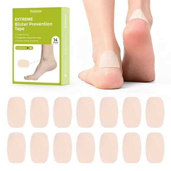 Bukihome Extra Large Moleskin Pads for Blisters – 14 Count Adhesive Moleskin for Feet, Shoes, Toes, Heels – Strong Stickiness & Friction Relief Protection