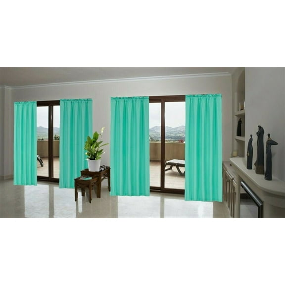 1 set R64 mint 2 piece blackout drapes rod pocket window curtain with foam backing set solid thermal lined panels 35" X 63" each