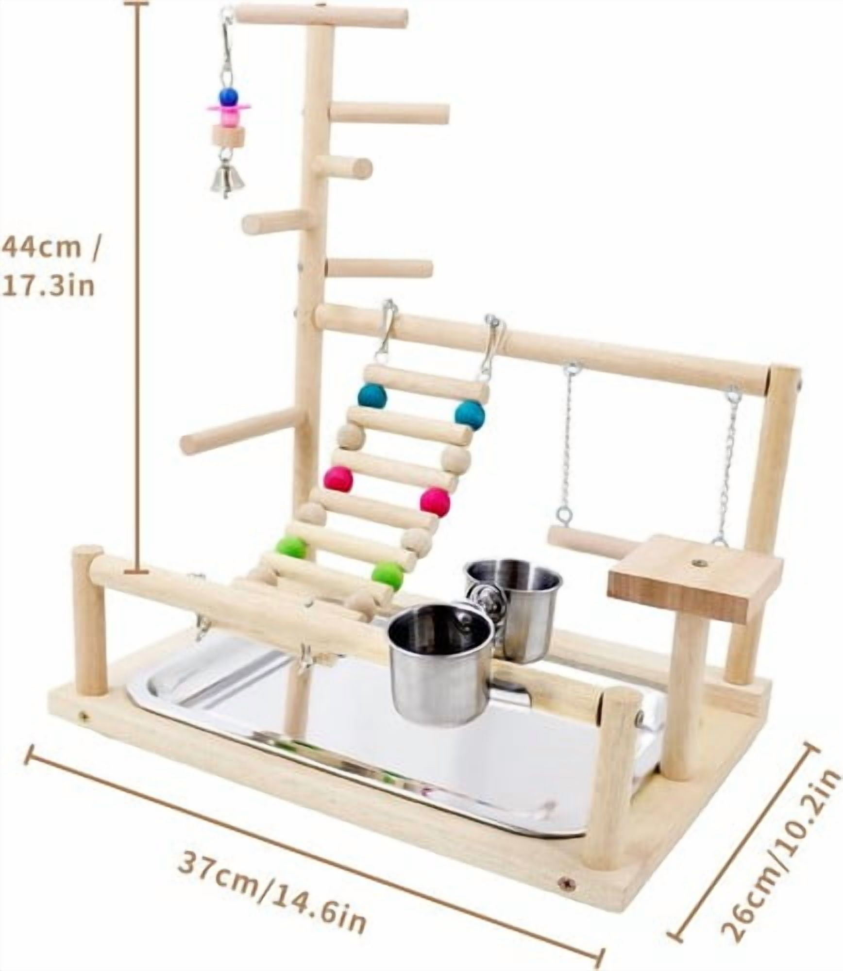 ShadeMart Bird Playstand with Toys, Cockatiel Playground Perch & Gym for Parakeets, Conures, Finches - Includes Ladder, Platform, Easy Assembly