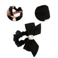 thumbnail image 3 of Unique Bargains 1 Pc Grace Square Pearl Bow Scrunchie Hair Elastic Band Black, 3 of 5