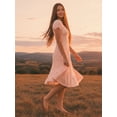 thumbnail image 2 of Celebrity Pink Women's and Women's Plus Puff Sleeve Midi Dress, Sizes XS-4X, 2 of 12
