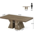 thumbnail image 2 of Rustic Black Rattan Coffee Table - Pine Wood Farmhouse Living Room Furniture, 47.24" W x 23.62" D, Durable & Stable with Adjustable Feet, 2 of 5
