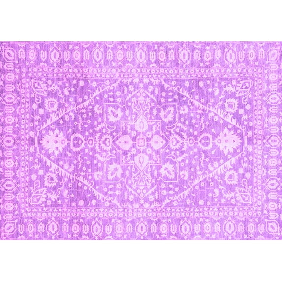 Ahgly Company Indoor Rectangle Oriental Purple Traditional Area Rugs, 7' x 10'