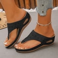 thumbnail image 2 of Dakaela Orthopedic Sandals for Women 2026 Wide Width Summer Slip on Beach Flip Flops Arch Support Dressy Casual Wedge Walking Shoes Size 6-10 Black, 2 of 9