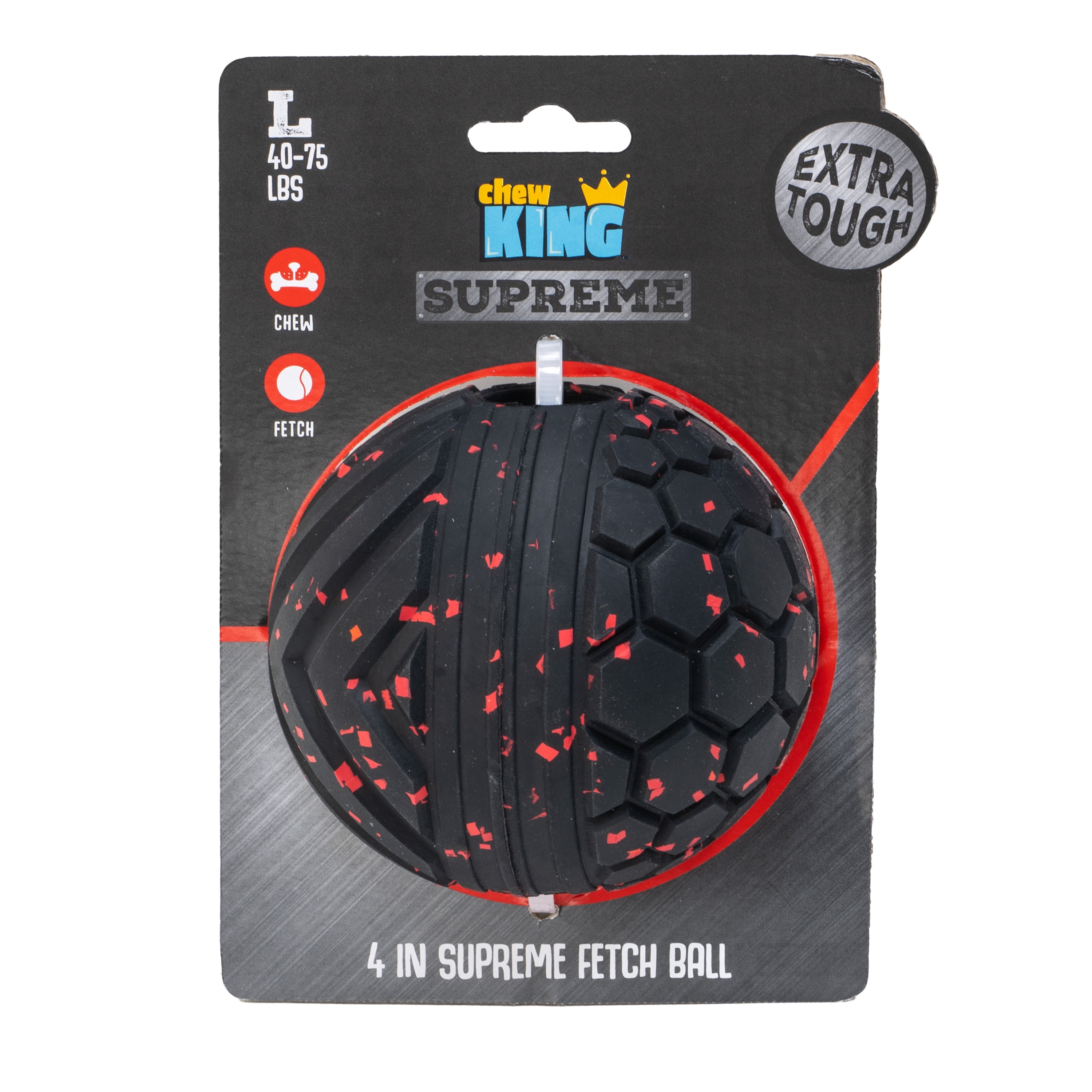 Chew King By Mammoth Supreme Dog Toy Collection, Durable All-Natural Rubber Supreme Fetch Ball, 4", Large